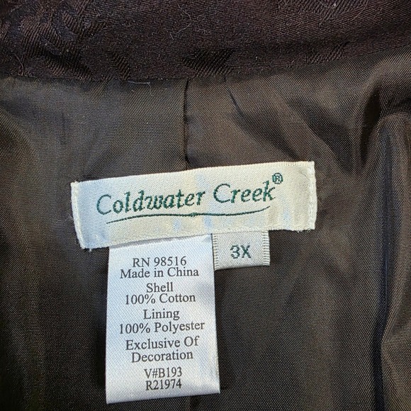Coldwater Creek Embroidered Jacket Women's 3X Brown Paisley Mandarin Collar - Picture 7 of 9